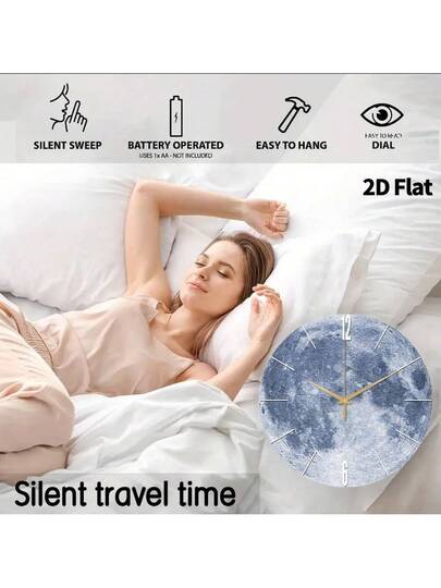 2D Flat 1pc Creative Home Moon Wand Clock, Ultra Quiet Quartz Movement, No Ticking Sound, ation Painting Klok Living Room, Bedroom Office, able Watch, Unique Personalized, Clear Reading Time, In Bedroom, Studio, Ho Study, Kitchen Cafe, Perfect Family Friends view 7