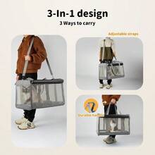 PaWz Pet Carrier Bag Large Cat Carrier Dog Carrier Collapsible Soft Dog Crate Portable Dog Crate For Large Cats Dogs Puppies Up To 12.5kg Waterproof Dog Travel Backpack For Indoor Outdoor Use Grey