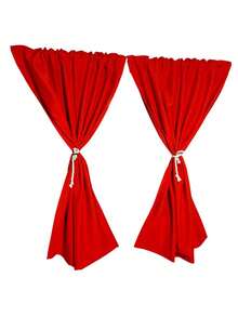 cortina Roja semigruesa medida 2.00 ancho 1.30 alto decoracion para ventana para recamara sala comedor cocina estancia etc - Rojo - Ver 2