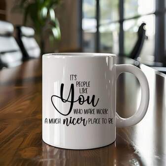 1 件陶瓷感恩杯 11 盎司 - 为同事和合作伙伴提供启发性的咖啡杯 - 完美的办公室庆祝礼物，带有感恩语录：“像你这样的人让工作更愉快”是生日、圣诞节或任何场合的理想礼物，微波炉和洗碗机