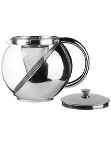 Tetera multifuncional con filtro, fabricada en vidrio transparente y acero inoxidable, ideal para preparar té, infusiones o café. Incluye tapa y filtro extraíble, y permite preparar té, café u otras bebidas. La tetera/hervidor de 500 ml está hecha de acero inoxidable y tiene forma esférica de vidrio. Es un práctico utensilio para preparar bebidas, ideal para la oficina y el hogar, y sirve para preparar té y otras infusiones.