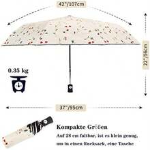 Compact Travel Folding Umbrella Reinforced Fiberglass Ribs Collapsible Parasol Windproof UV Rain Protection Auto Open Close For Daily Sunny Rainy - Fourcolorflower3 - View 4