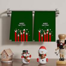 2/4 peças, Festa de Natal, Natal Feliz, Pano de Cozinha Superabsorvente, Secagem Rápida, Toalha de Poliéster Estampada com Elemento de Raposa de Natal, Pano de Limpeza de Cozinha, Pano, Utensílios de Cozinha. Presente de Natal!