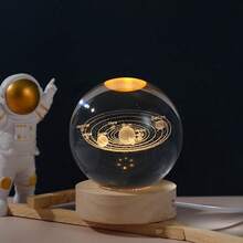 Crystal Ball Colorful Night Light,USB Powered, Wooden LED Light Base, Creative Carving Decoration, Christmas And Valentine's Day Birthday Gift. - Wooden Color - View 11