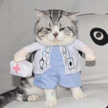 Dog & Cat Policeman Costume Funny Dress Up Apparel Pet Accessories Halloween Halloween Costumes - Navy Blue - View 9