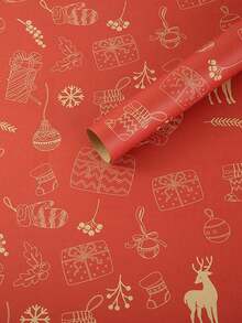 1/5 piezas Papel de regalo de Navidad, diseños de copos de nieve, renos, árboles de Navidad, cajas de regalo, ramos de flores, perfecto para Navidad, cumpleaños, celebraciones, bodas, adecuado para reuniones familiares, fiestas de Navidad, fácil de cortar, adecuado para embalaje DIY, envolver cajas de regalo, decoración de pared para vacaciones, decoración de fiesta con tema de muñeco de nieve de Navidad, decoraciones navideñas