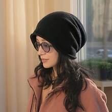 1pc Luxury Brimless Hat - Warm, Elastic, Breathable, Unisex Loose Style With Rolled Edge, Thin Knit Slouchy Cap Beanie Hat, Women's Layered Solid Color Brimless Hat, Street Hip-Hop Style Beanie Cap, Beanie For Women Men Slouchy Beanies Autumn And Winter Soft Skull Cap, Warm Knitted Slouchy Hat For Outdoor, Hiking, Cycling, Party, Travel, Christmas, Thanksgiving & New Year Gift