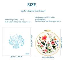 26 Alphabet Floral Cross Stitch Kit - DIY Materials (Including Embroidery Frame, Needles, Threads, Printed Fabric) With Instructions, 11CT Grid 29*29cm Decorative Painting, Home Gift, Beginner Embroidery - Multicolor - View 3