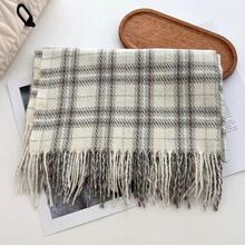 1pc Women's Fashion Korean Plaid Scarf, Autumn And Winter Warm Fashion Fringe Student Scarf, Thick Long Scarf For Male Couple Shawls,