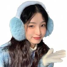 Women's Winter Earmuffs, Fluffy Fluffy Earmuffs, Foldable, Polyester Fiber (Polyester) Winter Earmuffs For Girls - 藍色 - 查看 6