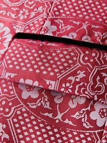 Men's Floral Dinner Party Prom Wedding Stylish Tuxedo Suits For Men One Button Dinner Jacket Pants Set - 紅色 - 查看 9