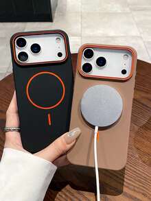 Ốp bảo vệ sạc không dây từ tính bằng silicon mềm, tương thích với iPhone 17 Air, 16, 15, 14, 13, 12 Pro Max Plus, thiết kế tối giản, cảm giác chạm mềm mại. - màu đen - Xem 3