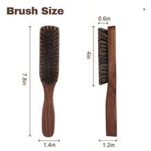 Wave Brush With Natural Boar Bristles Black Walnut Wood Handle Daily Styling Essential Smooth Waves Shiny, Frizz - Hair Man - màu đen - Xem 3