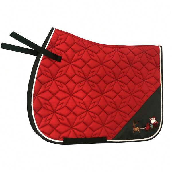 TGW RIDING Large/Medium Size Christmas Horse Saddle Pad With 3D Embroidered Santa Elements, Quick Dry With Moisture Wicking Lining