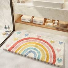 1 buc covor de baie din lână artificială cu model curcubeu, covor de baie absorbant, covor de baie pentru casă, covor de baie, decor de toaletă, decor de Crăciun, covor de bucătărie - Multicolor - Vizualizare 1