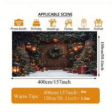 خلفية عيد الميلاد عالم الشتاء الساحر مع أشجار مغطاة بالثلج، قوس باب مغطى بالثلج مع إكليل وهدايا - مناسبة للتصوير الفوتوغرافي، ديكورات عيد الميلاد، أشجار عيد الميلاد، ديكورات المنزل في عيد الميلاد، ديكورات عيد الميلاد الكبيرة، أحجام متعددة متاحة - متعدد الألوان - مشاهدة 7