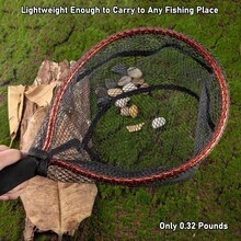 Fly Fishing Net With EVA Handle, Fishing Landing Aluminum Alloy Frame, Rubber Coated Mesh Trout Net Kayak Small Trout Steelhead, Bass, Salmon - Black - View 6
