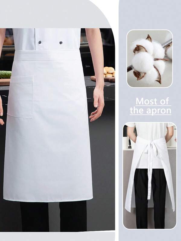 Half-Length Cotton Apron, Breathable, Durable, Anti-Stain, Anti-Pilling, Suitable For Nail Salons, Schools, Bakeries, Cafes, Barbershops, Restaurants, Art & Painting, Unisex Design, Sturdy And Durable