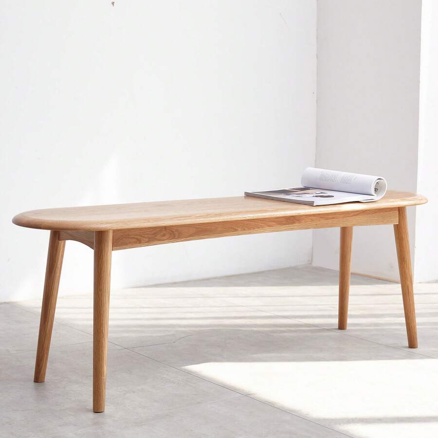 Set Of 1 Dining Bench Table Bench For Living Room, Solid Wooden Bench Indoor Dining Room Table Home Bedroom Bed End Restaurant Modern Hallway Furniture - Oak - 查看 1