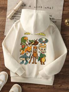 1pc Tween Boys' Casual Printed Pullover Sweatshirt, Thermal Lined, Long Sleeve, Autumn/Winter