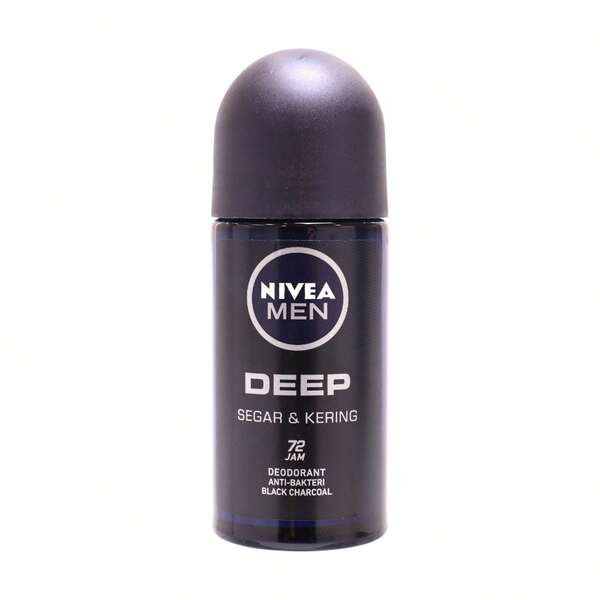 NIVEA Men Desodorante Roll-On Deep Black Charcoal – Protección 72h Antibacteriana y Frescor Seco, 50 ml  ✅ Entrega de 1-3 días