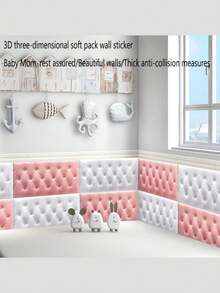 6 Pcs/10 Pcs 35cm*70cm 3D Embossed Foam Wallpaper With Imitation Leather Grain, Soft And Textured, Self-Adhesive Foam Wall Sticker, Reusable And Cuttable, Bedroom Decorative Background, Soundproof And Thickened Wall Covering, Bedside Soft Package, Waterproof, Moisture-Proof, Dust-Proof And Collision-Proof Sticker - Multicolor - View 8