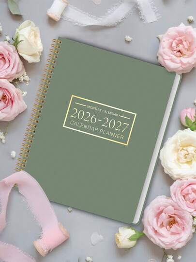 Trees 1 本 2026-2027 年台历簿，A4 2 年月历计划器，带有 24 个大型月度概览和额外注释，非常适合议程、约会、会议、学校办公用品、圣诞礼物