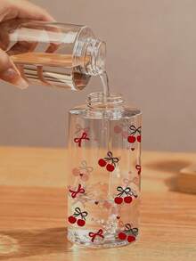 5.07oz/6.76oz/10.14oz Refillable Travel Bottles With Pink Cherry Blossom Bow Pattern, Transparent PET Material, Suitable For Makeup Remover, Toner And Makeup Remover Liquid, Pump Dispenser, Handwash Only, Reusable (Hand-Measured, 2cm Error Is Normal, Milliliter Is The Precise Unit) - Multicolor - View 3