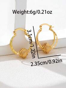1 Pair Multi-Layer Wrapped Ball Bamboo Texture Gold & Silver Color Earrings, Suitable For Women And Girls For Multiple Occasions