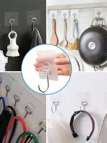 5/10/20 móc treo đồ trong suốt, thích hợp cho nhà bếp, phòng tắm, phòng khách để lưu trữ và sắp xếp đồ đạc - Trong suốt - Xem 3