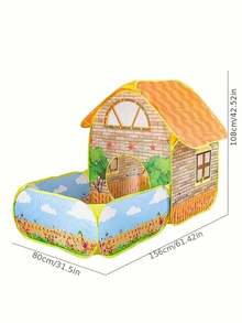 儿童花园别墅帐篷，农场主题，黄色，创意图案激发儿童想象力，带球池（不含球），理想的儿童玩具屋，可折叠便携球池，附赠婴儿玩具，适合3-12岁儿童，家庭露营帐篷，男女皆宜 - 黃色 - 查看 13