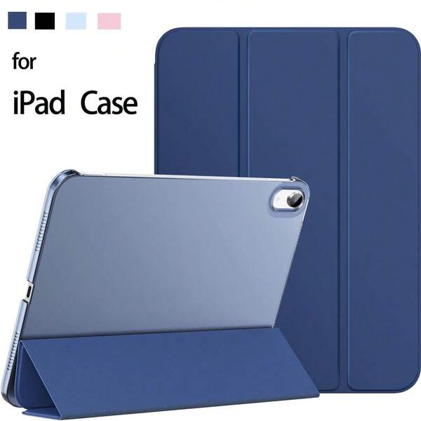 Funda compatible con iPad (A16) de 11.ª generación de 11 pulgadas de 2025, iPad de 10.ª generación de 10.9 pulgadas de 2022, funda protectora con soporte y carcasa trasera de PC translúcida, compatible con Touch ID, color azul marino. Compatibilidad: especialmente compatible con iPad (A16) de 11.ª generación de 11 pulgadas de 2025 (modelo: A3354, A3355, A3356)
