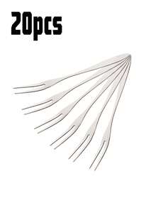 20pieces, Stainless Steel, 12cm*2cm, Fruit Fork Stainless Steel Set, Creative And Cute European-Style Small Luxury Double-Toothed Fork, Suitable For Travel Restaurants And Hotels, Suitable For Home Kitchens, Dining Rooms, Weddings, Parties, And Kitchens. It Is An Excellent Choice For Christmas Gifts And Back-To-School.