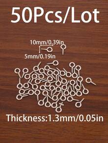 50Pcs/Lot 10/12/17.5mm 304 Stainless Steel Small Tiny Eye Pins Fit DIY Handmade Supplies Eyepins Hooks Eyelets Screw Threaded Clasps Hooks For Jewelry Making Finding Accessories - Sheep Eye Spiral Needle - View 19