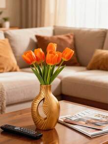 1 Piece Modern Simple Luxury Style Golden Vase, Resin Home Decoration Desktop Vase, Art Craft Ornaments For Home Decoration - Multicolor - View 7