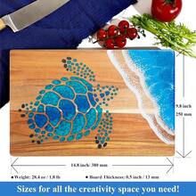 Acacia Wood Cutting Board With Blue Resin Wave And Sea Turtle Epoxy Resin Ocean Pan For Kitchen Meal Prep Serving Tray Versatile Cheese And Charcuterie Board For Meat Vegetable Gift 15*10 Inch