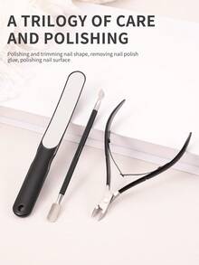 3pcs Stainless Steel Professional Foot & Hand Care Manicure Pedicure Set, Effective Callus Remover, Gel Nail Polish Removal, Nail Shaping & Polishing, Salon Use