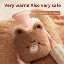 1pc Whimsical Plush Hot Water Bottle - Winter Essentials, Cozy Bed Warmer With Safety Cover For Dorm & Home Use, Cute Animal Design With Leak-Proof Seal, Perfect Gift For Chilly Nights