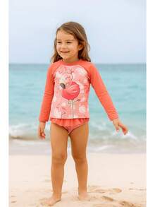 Long Sleeve Bikini + Panties UV Protection Kids Beachwear Beach Cover Up Baby Toddler Girl Mini Diva Blogger Model Summer Pool Photo Swimwear Swimming Costume