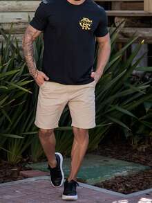 Flamengo Team Shirt Gold Shield Rubro  Casual Basic Plus Size T-Shirt - 黑色1 - 查看 2