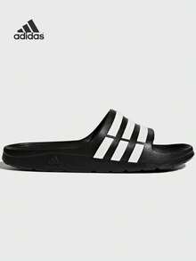 Adidas 阿迪达斯 DURAMO SLIDES 休闲游泳拖鞋，EVA 一体式简约设计，适合运动前/运动后穿着，纹理鞋垫 - 黑色 - 查看 4