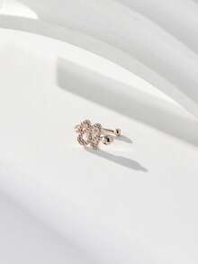 1 件微镶嵌锆石蛇形 U 形假鼻环，女士穿孔首饰 - 玫瑰金 - 查看 5