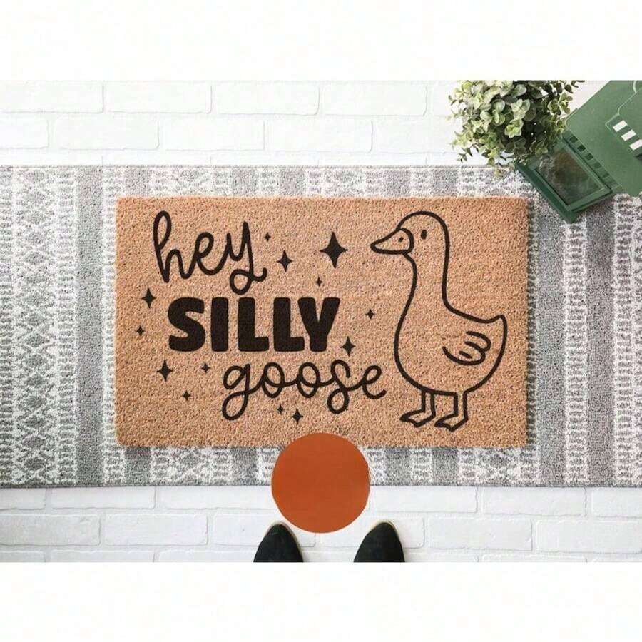 1PC 1PC 24X16In Hey Silly Goose Doormat, Funny Goose Welcome Front Porch, Cute Animal Doormat, Goose Lovers, Outdoor Entry Rug - 彩色 - 查看 1