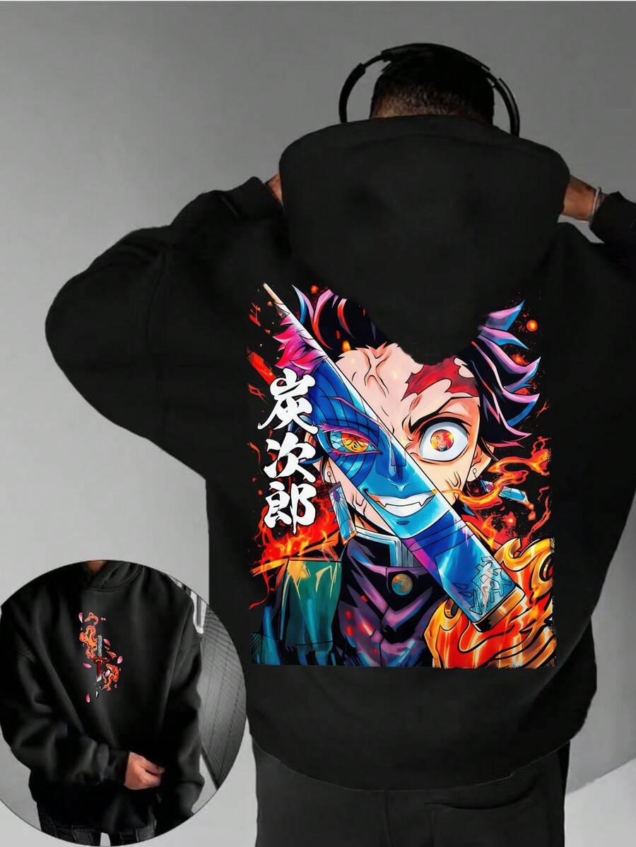 Men's Anime Hoodies For Anime Fans | Cool And Unique Designs With Vibrant Artwork | Geeky Fashion  |  Streetwear For Anime Lovers | Comfortable Sweatshirts | Perfect Gifts For Anime Lovers | Bold Casual Wear | Stylish And Eye-Catching Graphic Hoodies - màu đen - Xem 1