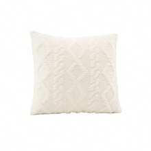 装饰性仿羊毛枕套，柔软短毛绒方形图案靠垫套，现代沙发装饰，家居卧室，宿舍使用，秋季装饰，秋季装饰，房间装饰 - 白色 - 查看 17