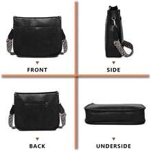 AUYOCO Vegan Leather Crossbody Bags Women, Crossbody Purse With Guitar Strap Zipped Pockets Handbag Shoulder Bag - New Black (một dây đeo) - Xem 7