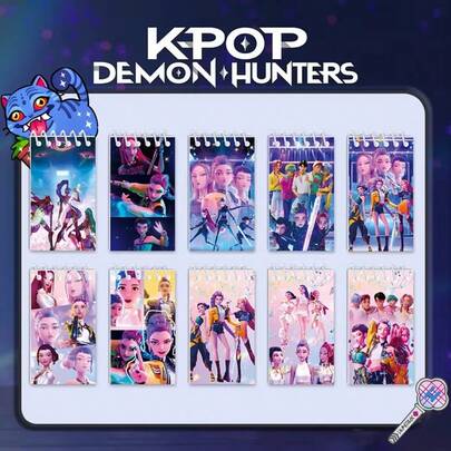 10pcs Kpop Huntri/X Mini Spiral Pocket Notebooks Memo Pad Coil Booklet Notepads Idol Theme Party Favors Kids Gift Christmas Stocking Fillers,Christmas Gifts,Christmas,Christmas Decorations