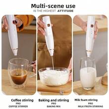 Spumator de lapte portabil, reîncărcabil USB, baterie de lungă durată de 1200 mAh - include 2 teluri din oțel inoxidabil, 3 viteze reglabile, potrivit pentru cafea, ciocolată caldă, milkshake, amestecare de ouă - baterie litiu durabilă, esențial pentru barista de cafea | Echipament modern de cafea - Multicolor - Vizualizare 6