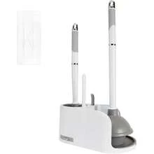 Toilet Brush And Plunger Set 4 In 1 Toilet Brush And Holder With Crevice Cleaning Brush And Clip Deep Cleaning Wall Mounted Home Bathroom Cleaning Tool Combo Gray 1