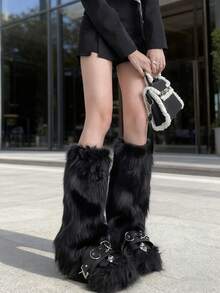 Calentadores de piernas de piel suave para mujer - Cubrecalzas de bota de invierno suaves y esponjosos, perfectos para disfraces de Halloween y Papá Noel - Multicolor - Ver 6